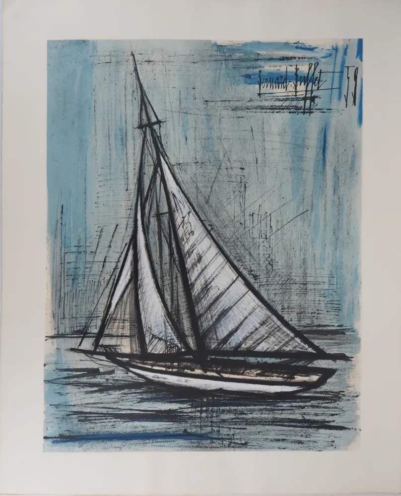 Lithograph Buffet - Bretagne : Le voilier