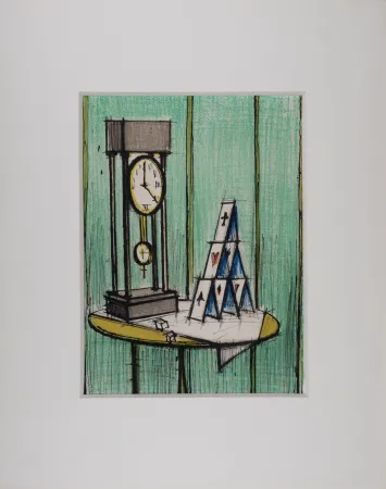 Lithograph Buffet - Château de cartes, 1979