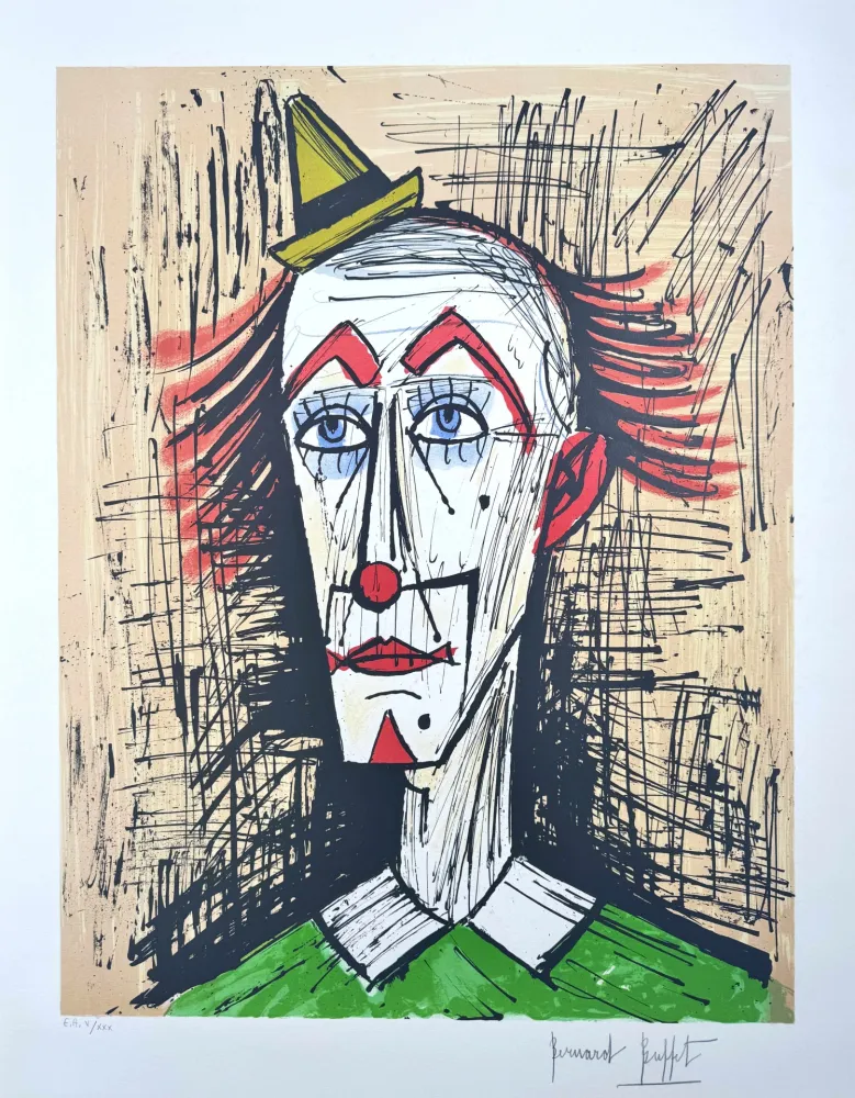 Lithograph Buffet - Clown au Petit Chapeau 