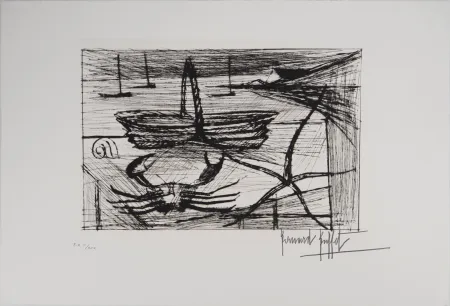 Etching Buffet - Crabe et panier de pêche,