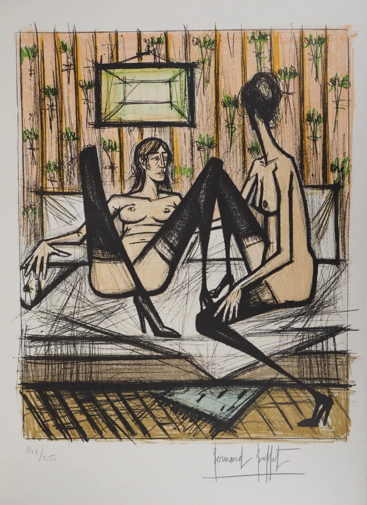 Lithograph Buffet - Deux femmes sur un lit