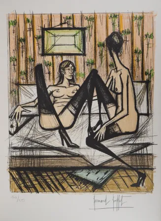 Lithograph Buffet - Deux femmes sur un lit
