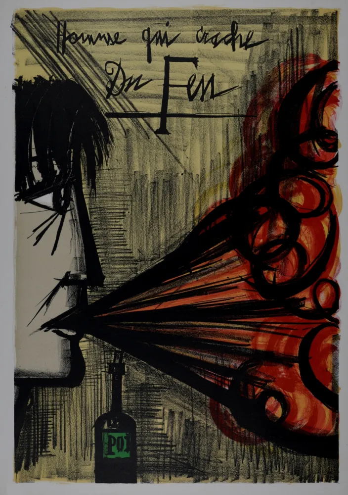 Lithograph Buffet - Homme qui crache du feu, 1968