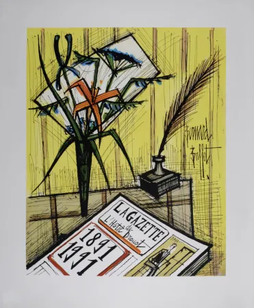 Lithograph Buffet - La Gazette de l'Hôtel Drouot, 1991