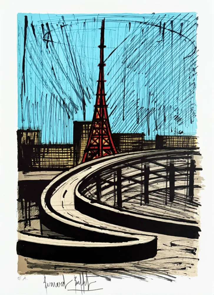 Lithograph Buffet - La tour Eiffel et l'autoroute, Tokyo