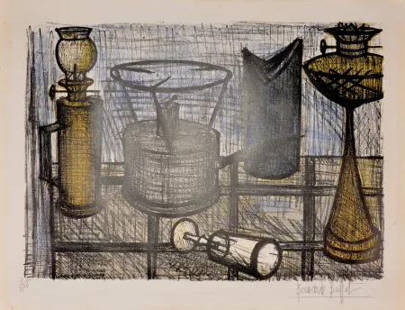Lithograph Buffet - Lampe à pétrole, 1954 - Hand-signed