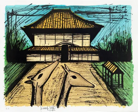 Lithograph Buffet - Le cerf à Nara – Sorlier