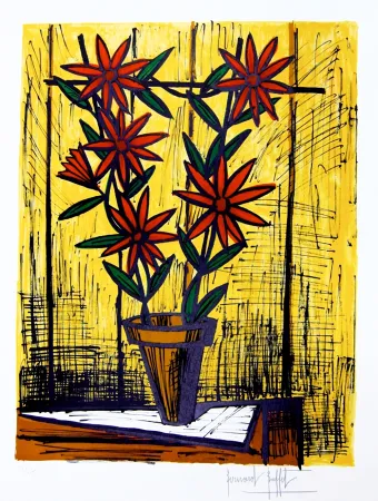 Lithograph Buffet -  Les Marguerites Rouges 1983 