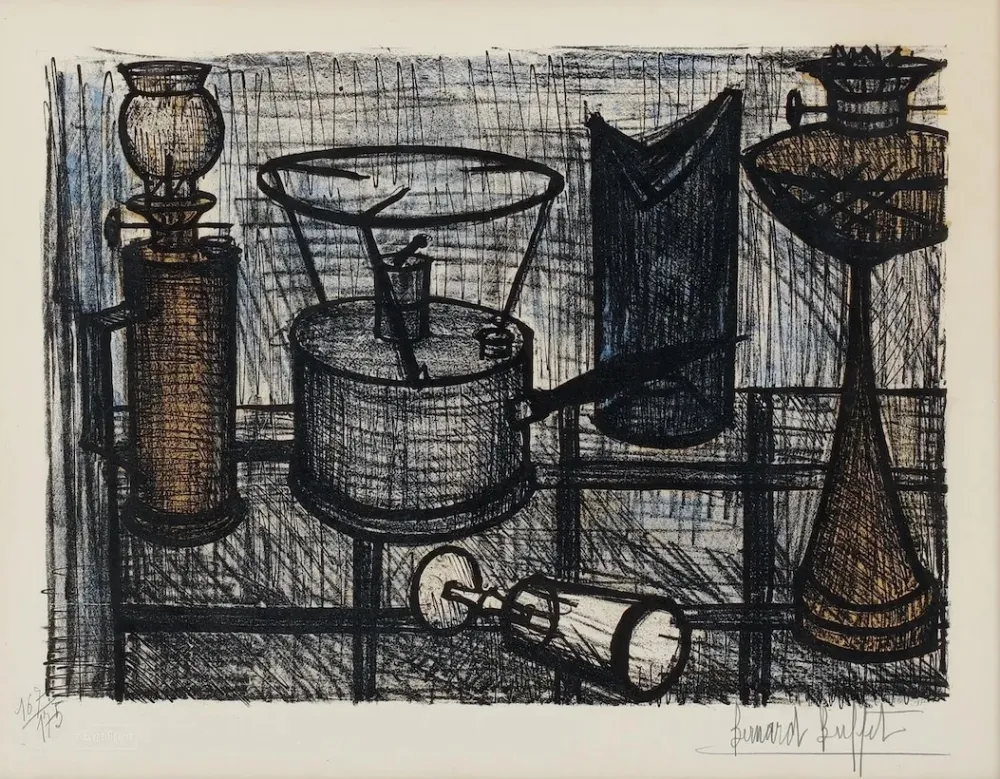 Lithograph Buffet - Naturaleza muerta ( lampara de petróleo)