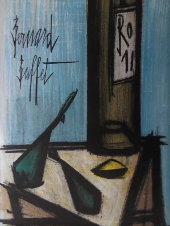 Lithograph Buffet - Nature morte à la bouteille