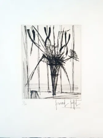 Etching Buffet - Nature morte au petit vase de fleurs