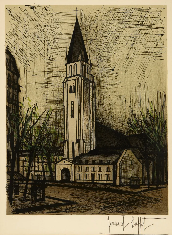 Lithograph Buffet - Saint-Germain-des-Prés