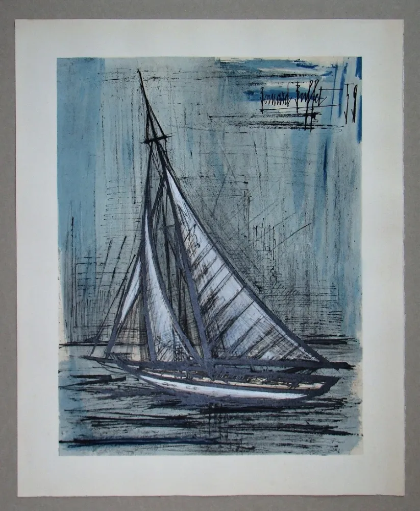 Lithograph Buffet - Voilier, 1959