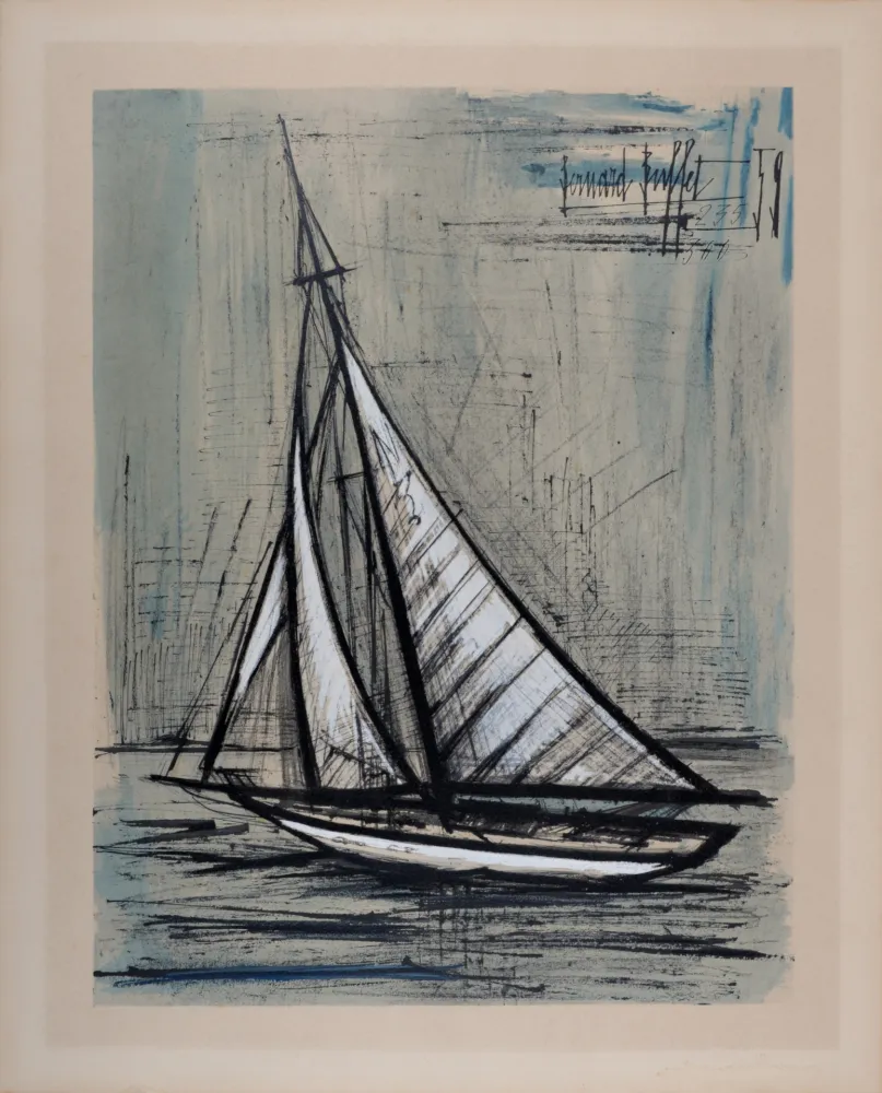 Lithograph Buffet - Voilier, 1960
