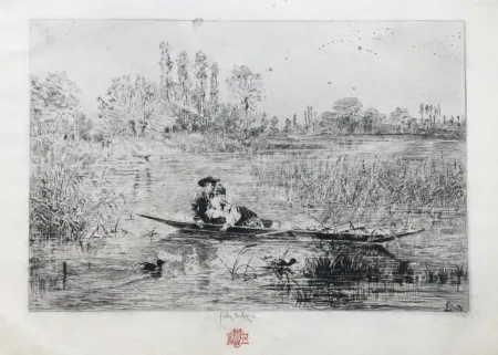Etching Buhot - Au fil de l'eau (1875)