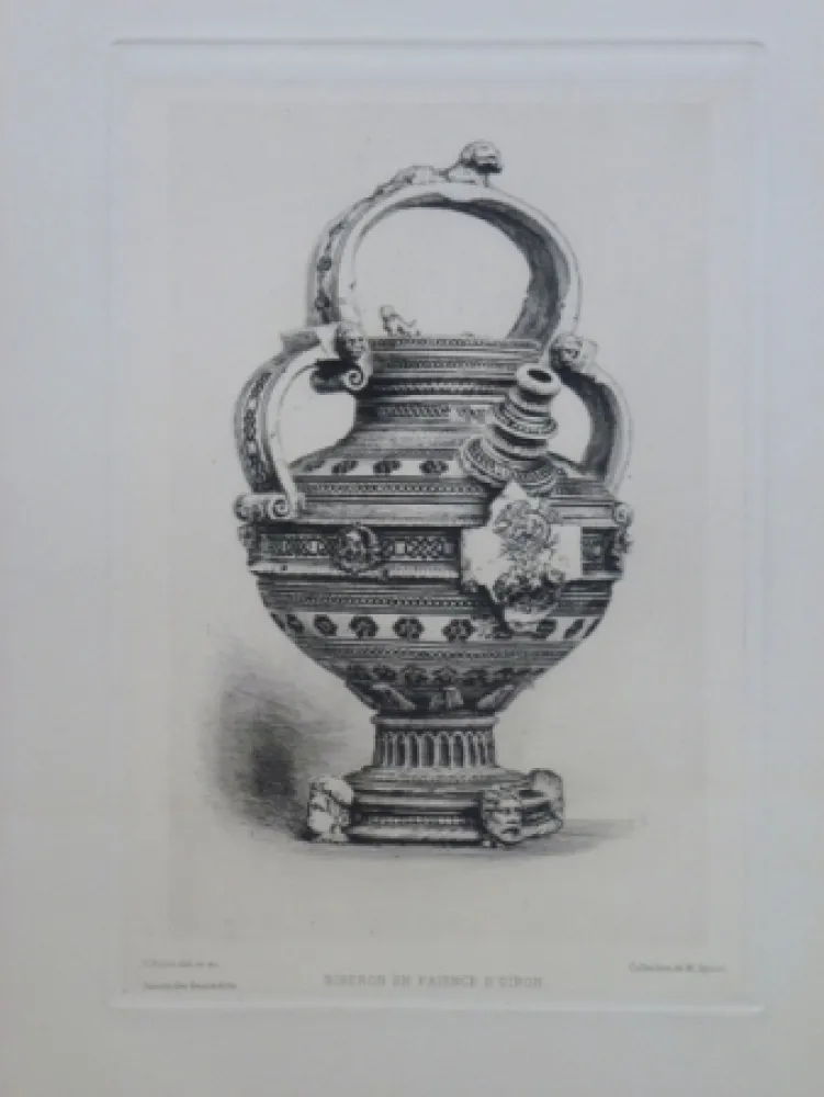 Etching Buhot - Biberon en faïence d'Oiron