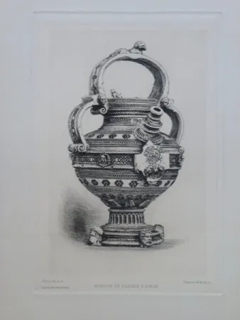 Etching Buhot - Biberon en faïence d'Oiron