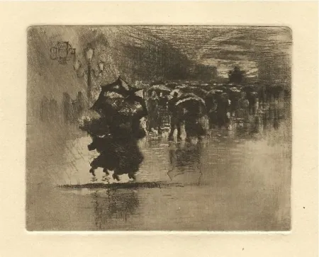 Etching And Aquatint Buhot - Le petit enterrement / Sous l'averse