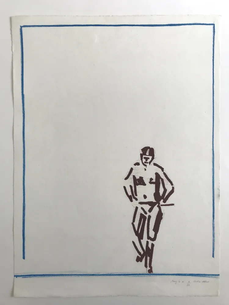 Lithograph Buraglio - Station debout