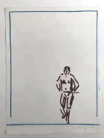 Lithograph Buraglio - Station debout