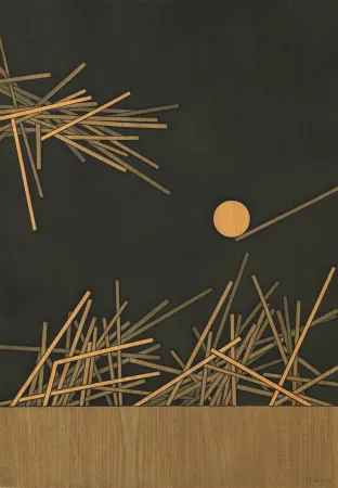 Etching Bury - Deux groupes de barres vers la droite et un disque