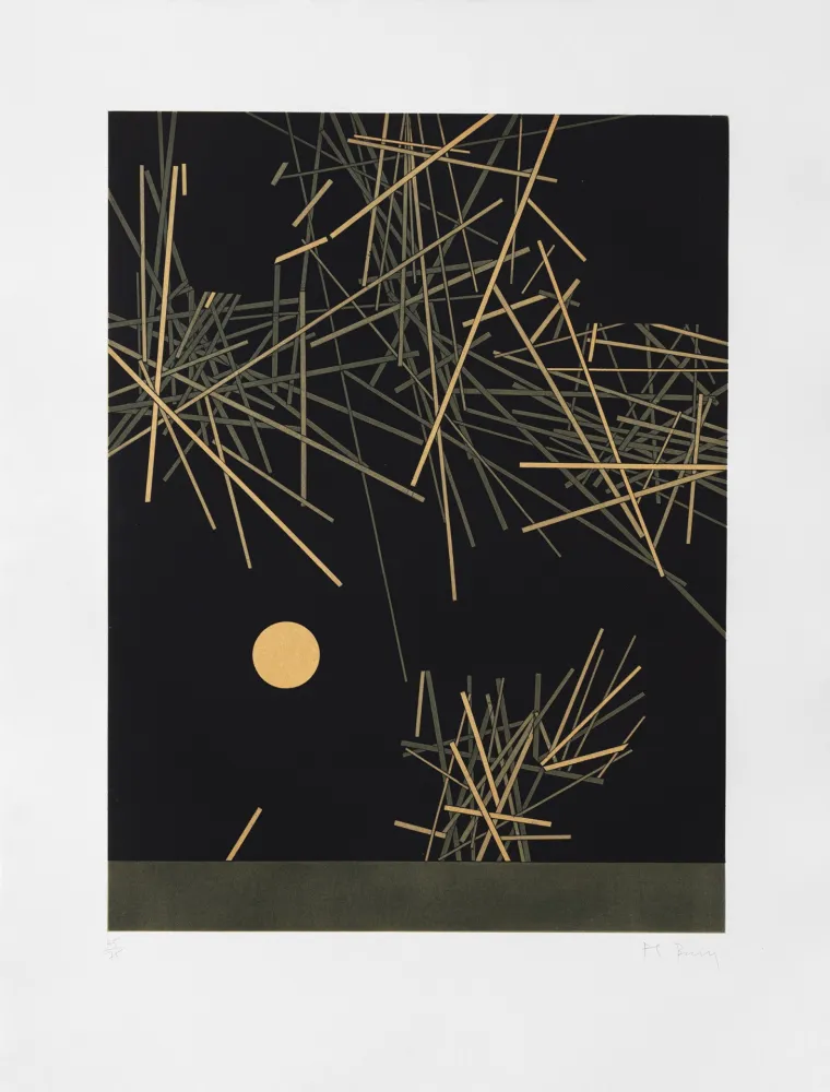 Etching Bury - Groupe de barres surplombant un petit