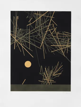 Etching Bury - Groupe de barres surplombant un petit