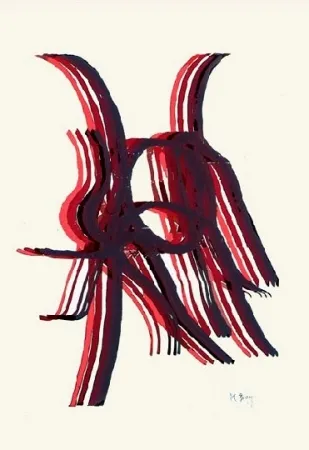 Lithograph Bury - Quatre bâtons entre deux