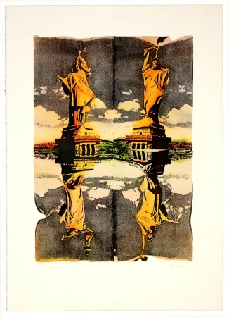 Lithograph Bury - Statue de la liberté