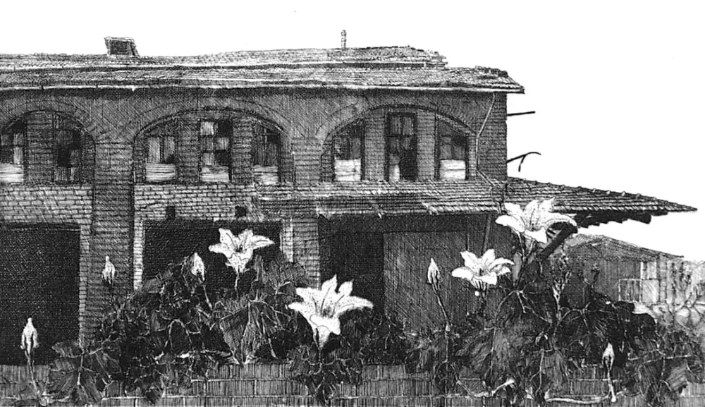 Engraving Cacciarini - Il giardino della fabbrica