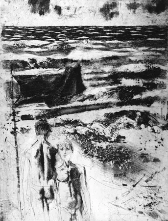 Etching And Aquatint Calandri - Libecciata