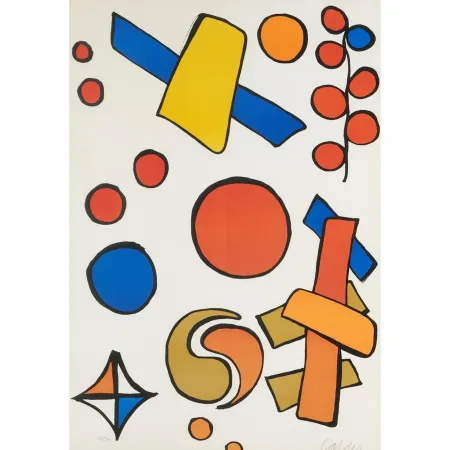 Lithograph Calder - Alphabet Surtout O