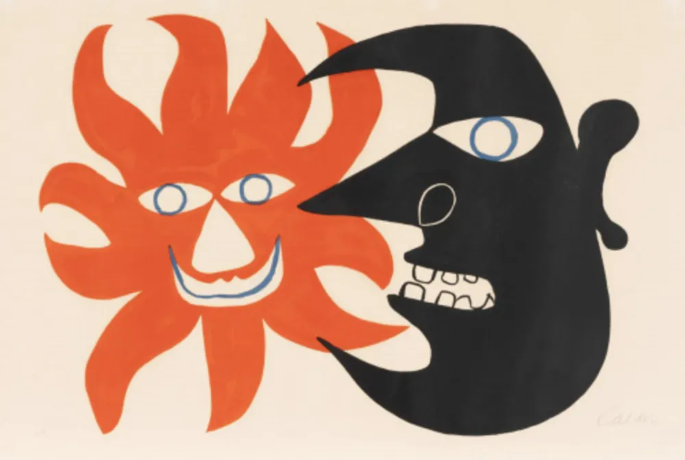 Lithograph Calder - Black Moon and Red Sun, ca