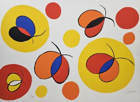Lithograph Calder - Composition with Butterflies