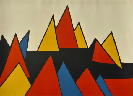 Lithograph Calder - Horizontal Pyramides