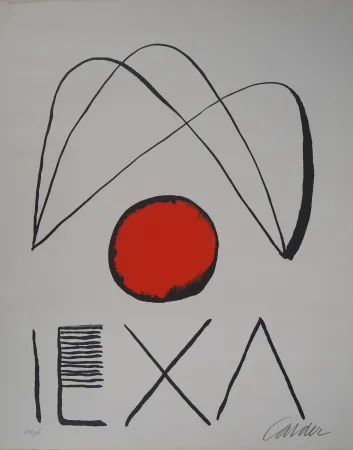 Lithograph Calder - IEXA : Strings and Red Ball