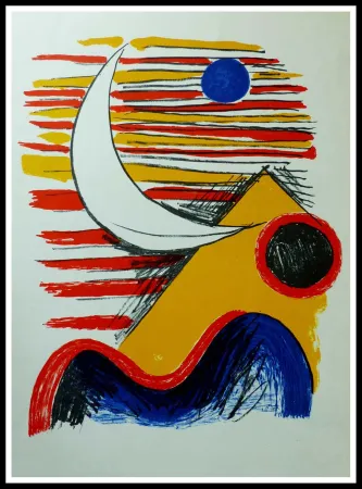 Lithograph Calder - LA LUNE ET LA MONTAGNE