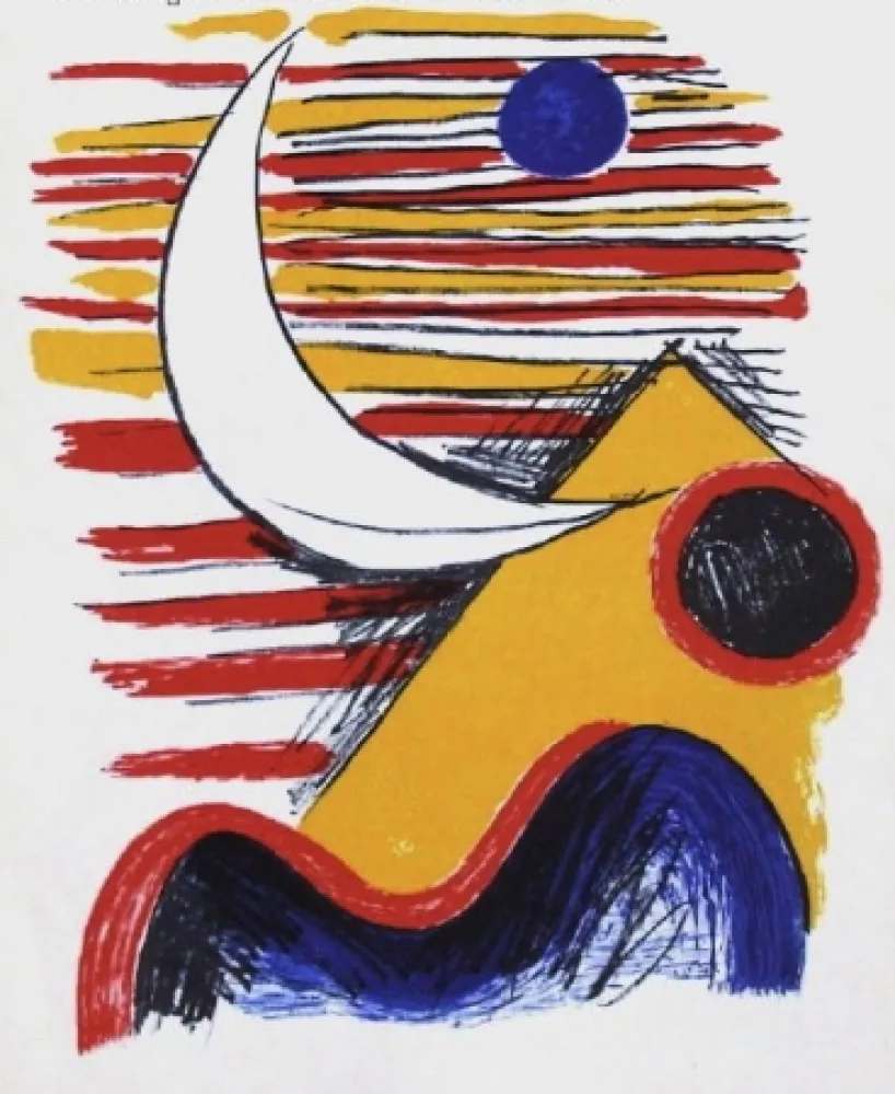 Lithograph Calder - La lune et la Montagne