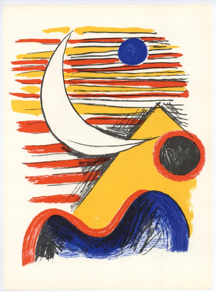 Lithograph Calder - La Lune et la Montagne Jaune