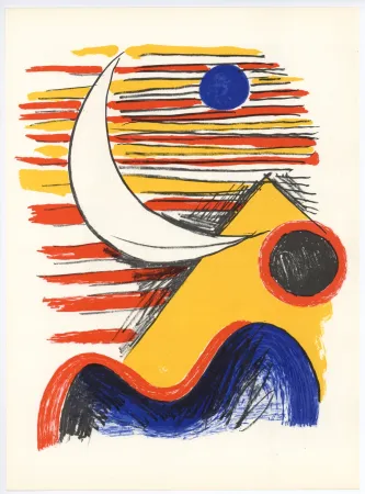 Lithograph Calder - La Lune et la Montagne Jaune