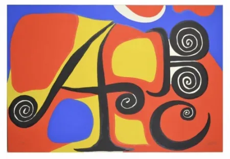 Lithograph Calder - Le Lettres