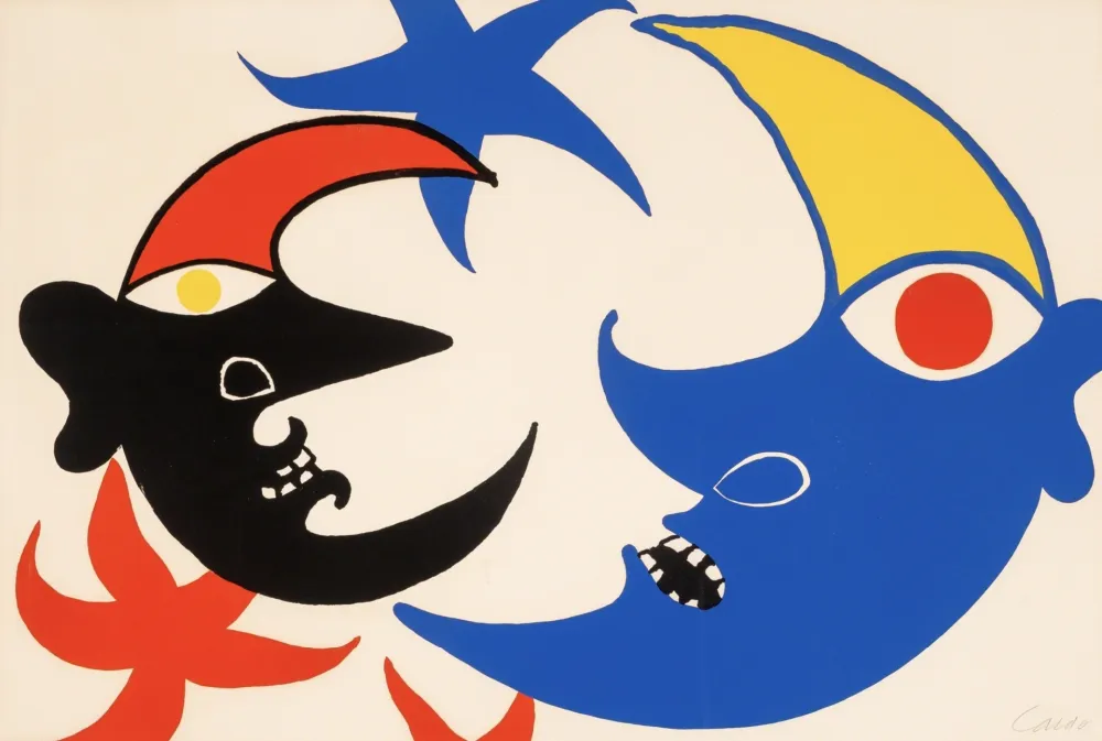 Lithograph Calder - Les Deux Lues