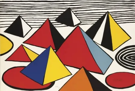 Lithograph Calder - Pyramides
