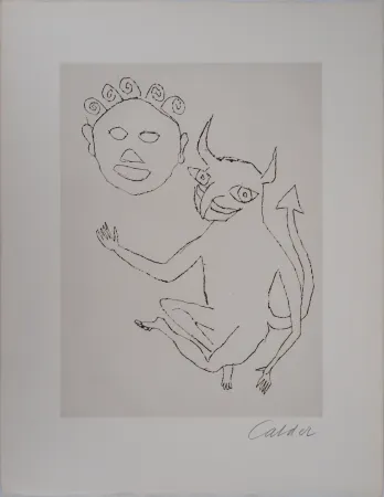 Etching Calder - Santa Claus : le Petit Diable