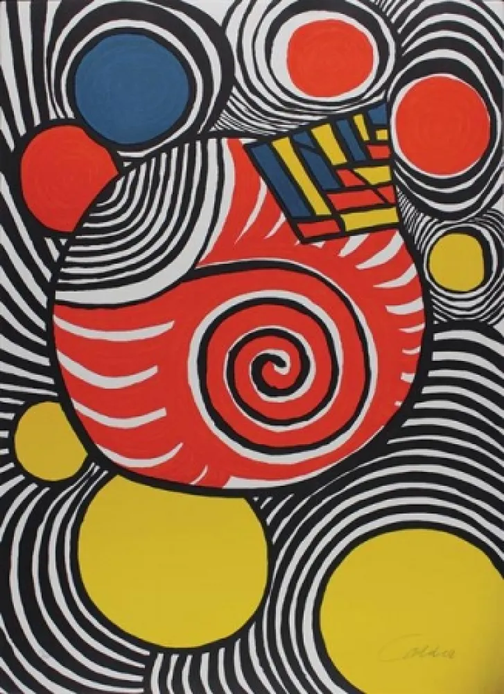 Lithograph Calder - Spiral and Pyramid