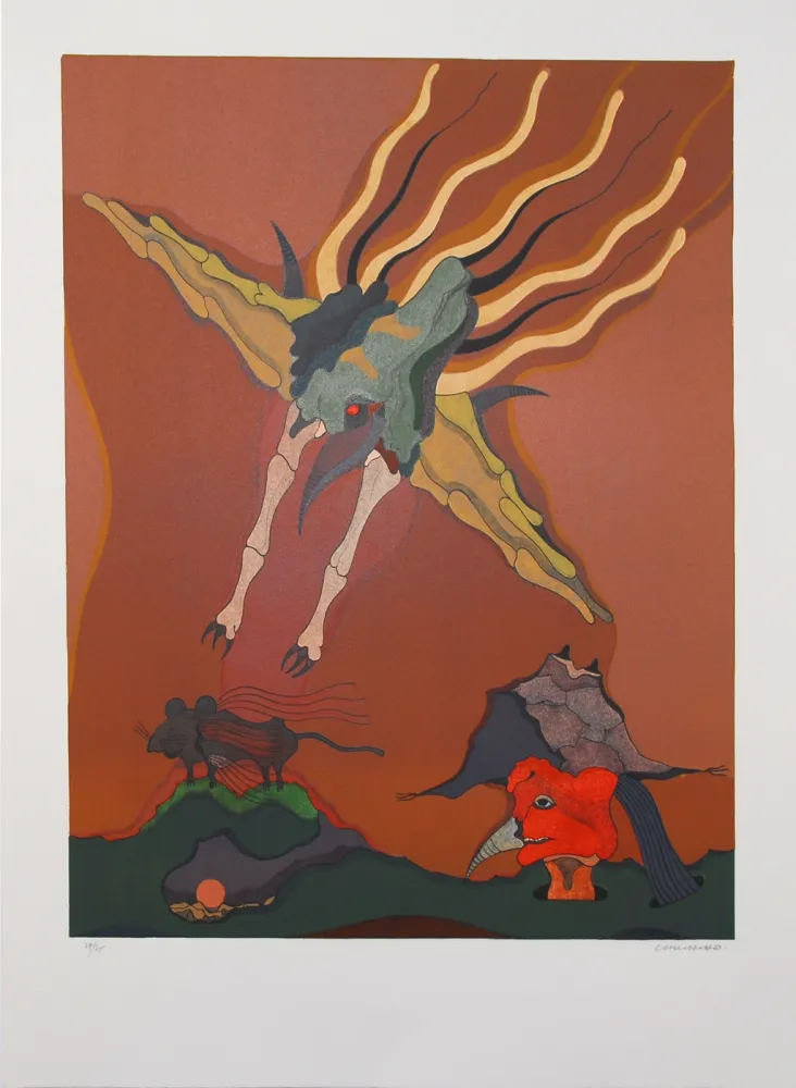 Lithograph Camacho  - Catching Bird