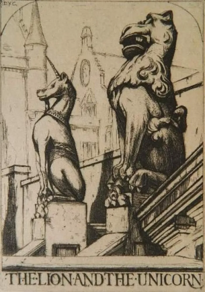 Etching Cameron - The Lion and the Unicorn