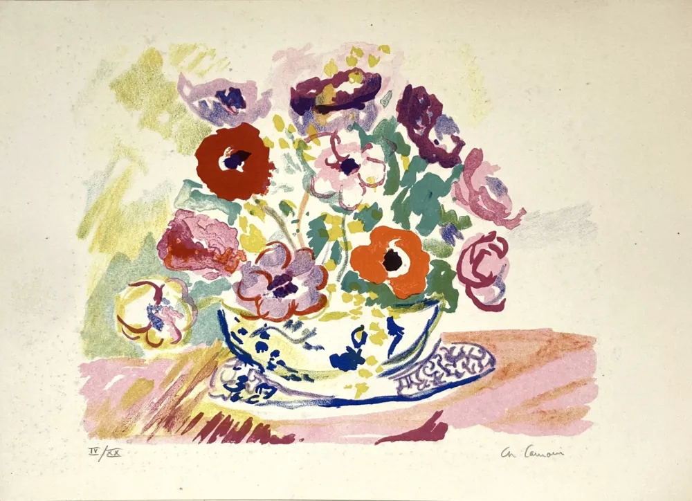 Lithograph Camoin - Bouquet de fleurs. 