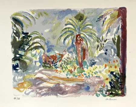 Lithograph Camoin - Jardin exotique. 