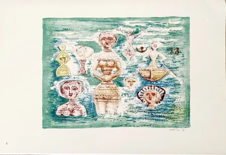 Lithograph Campigli (After) - Bagnanti